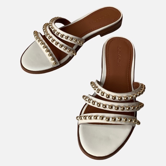 COACH Isa size 7B studded leather slide sandal - Picture 1 of 7